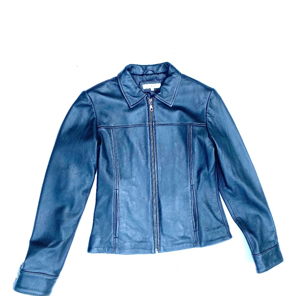 Sorbe Black Leather Zip Up Jacket